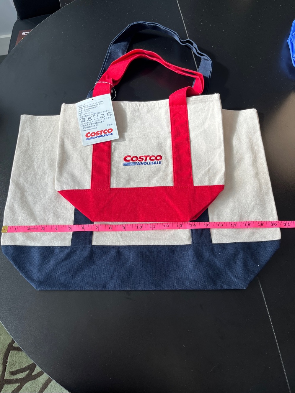 Costco Japan Canvas Tote Bags, Set Of 2 (1 LG Blue trim, 1 SM Red trim), NWT - Picture 5 of 12